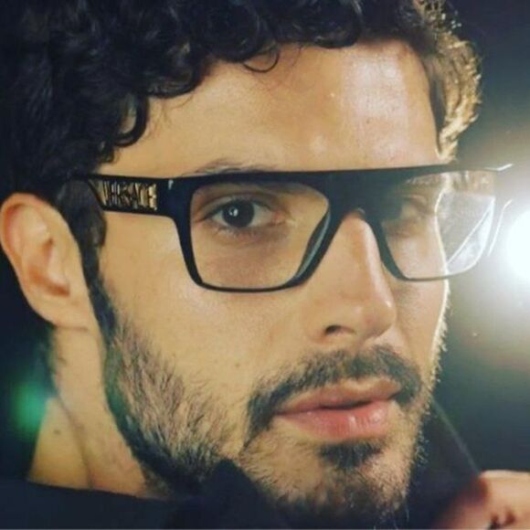 NEW Versace VE3326U 5380 Black Frame Logo Square Men Eyeglasses